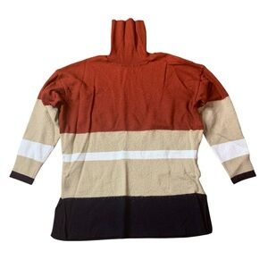 BARTOLINI Italy Merino Wool Blend Colorblock Turtleneck Sweater L